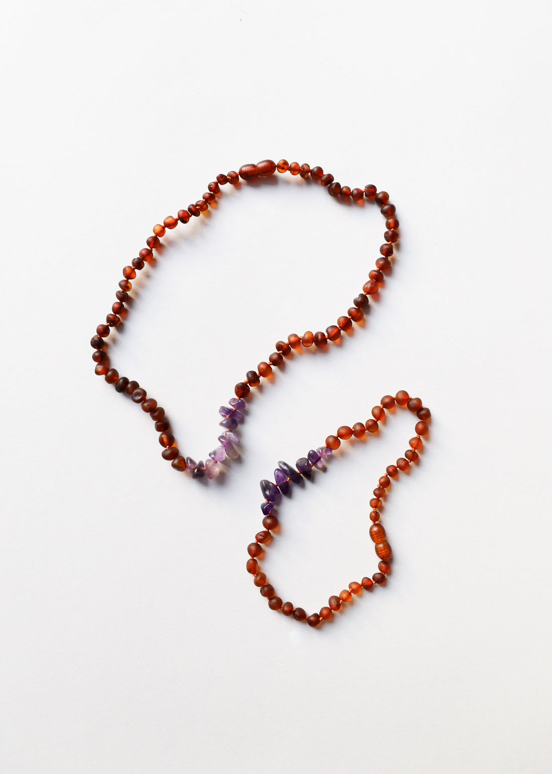 Raw Cognac Baltic Amber + Raw Amethyst || Necklace Set by CanyonLeaf