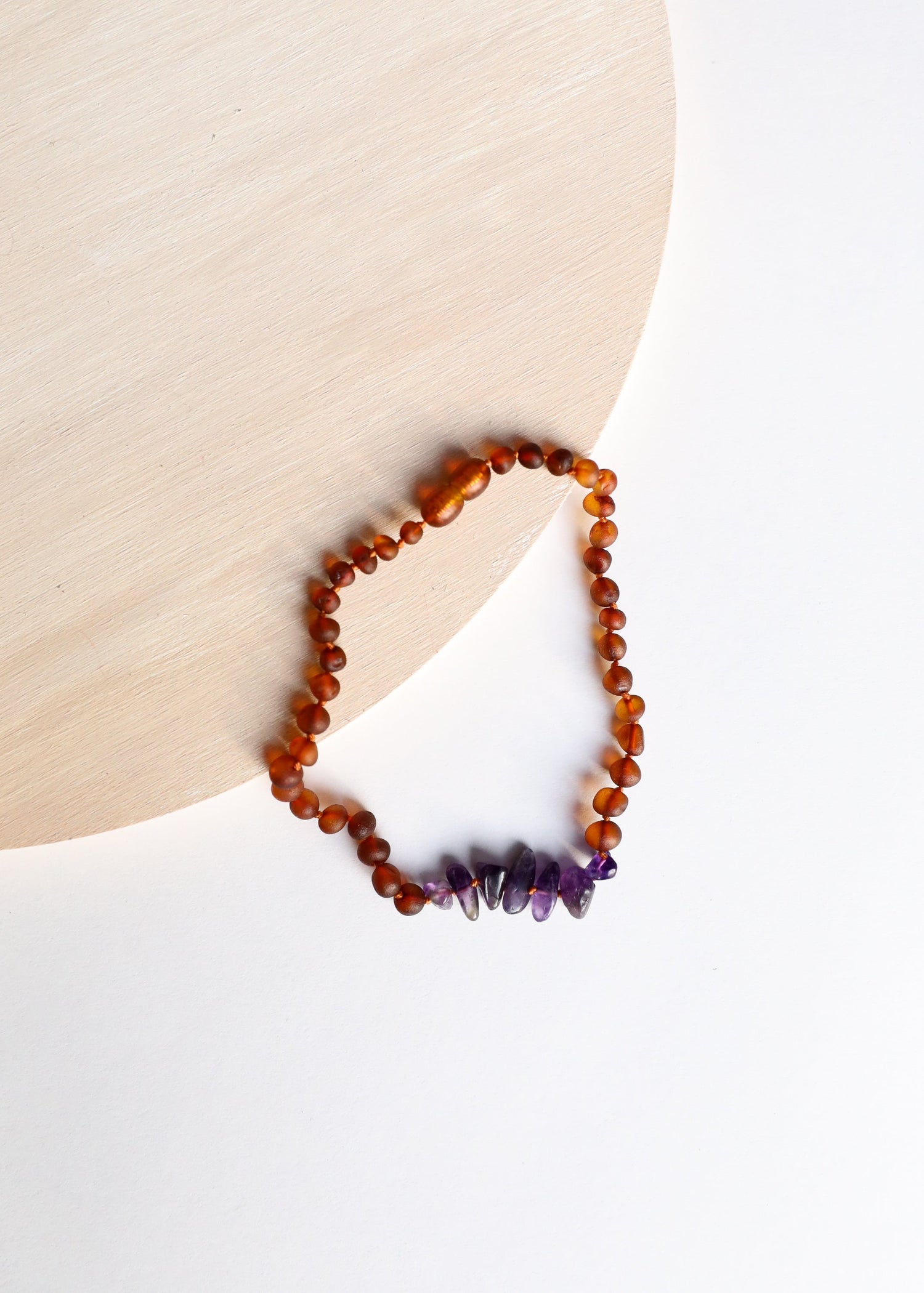 Raw Cognac Baltic Amber + Raw Amethyst || Necklace by CanyonLeaf
