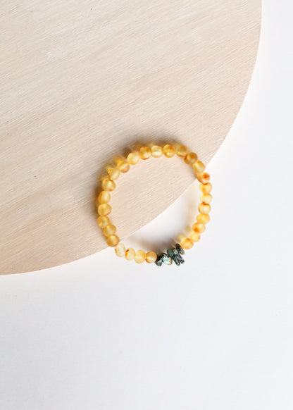 Raw Honey Baltic Amber + Raw Turquoise Jasper || Adult Bracelet by CanyonLeaf