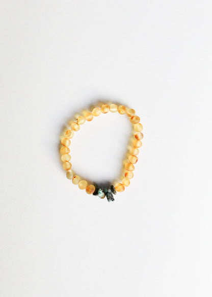 Raw Honey Baltic Amber + Raw Turquoise Jasper || Adult Bracelet by CanyonLeaf