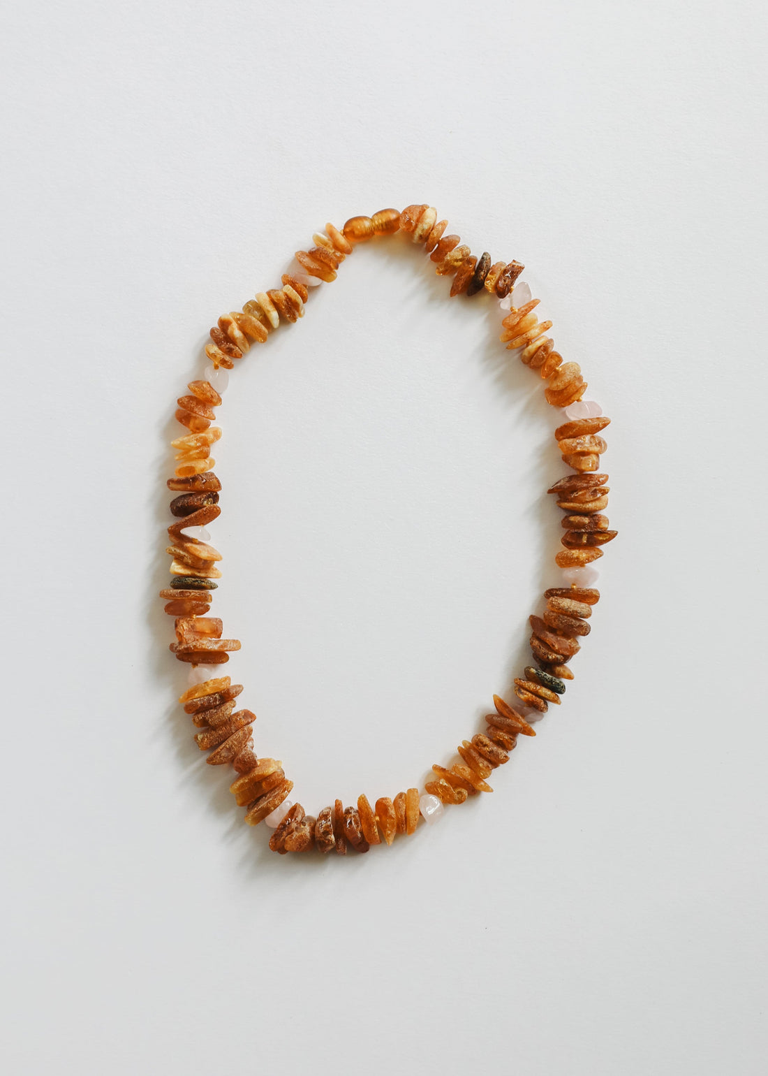 Pet Necklace: Raw Baltic Amber + Raw Rose Quartz by CanyonLeaf