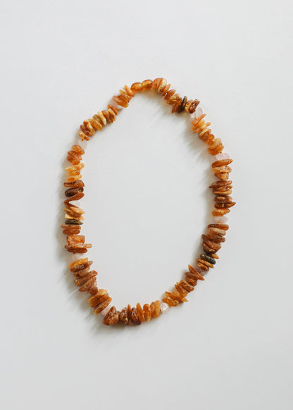 Pet Necklace: Raw Baltic Amber + Raw Rose Quartz by CanyonLeaf