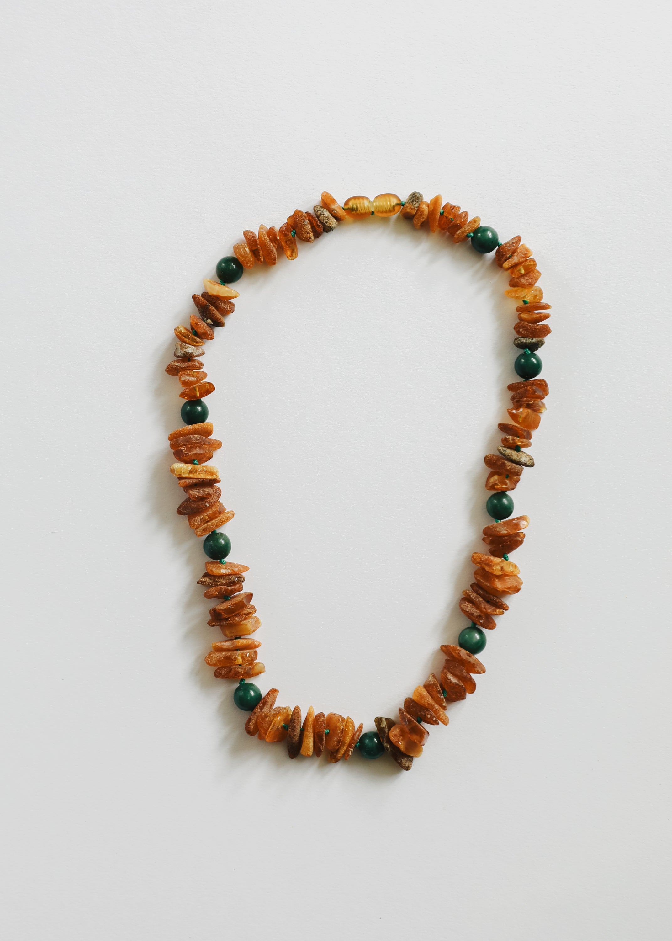 Pet Necklace: Raw Baltic Amber + Natural Green Jade by CanyonLeaf