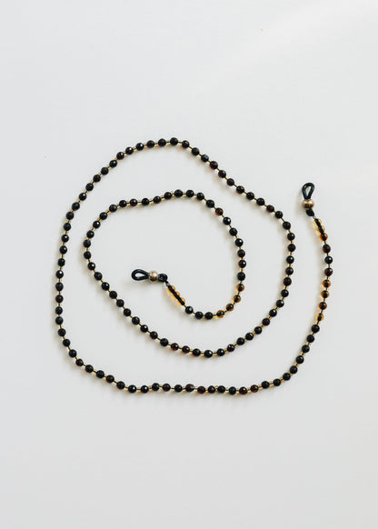Baltic Sea Amber + Gemstone || Beaded Eyeglass Necklace - Natural Black by CanyonLeaf