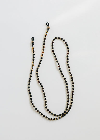 Baltic Sea Amber + Gemstone || Beaded Eyeglass Necklace - Natural Black by CanyonLeaf