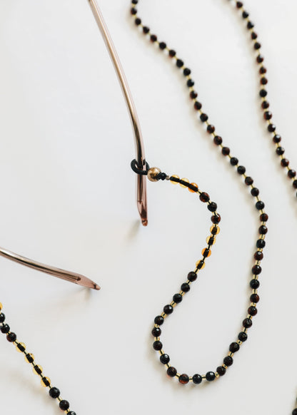 Baltic Sea Amber + Gemstone || Beaded Eyeglass Necklace - Natural Black by CanyonLeaf