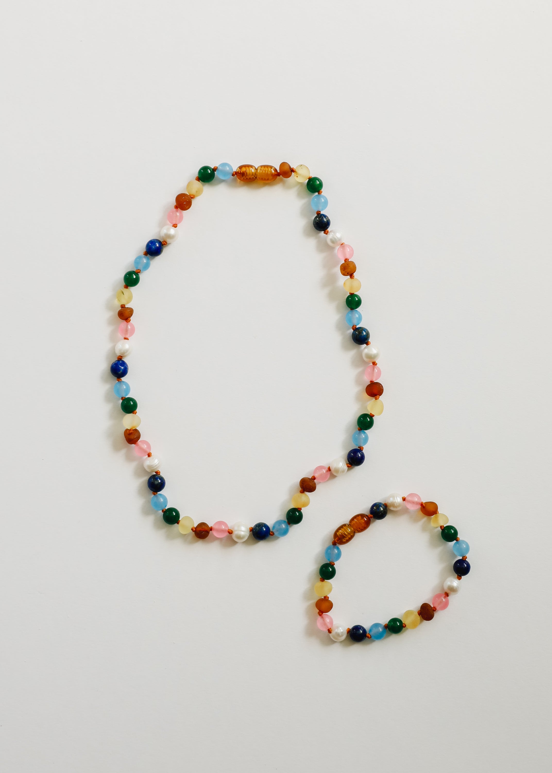 Raw Baltic Amber and Pearl Necklace + Sweet Pink Gemstones by CanyonLeaf