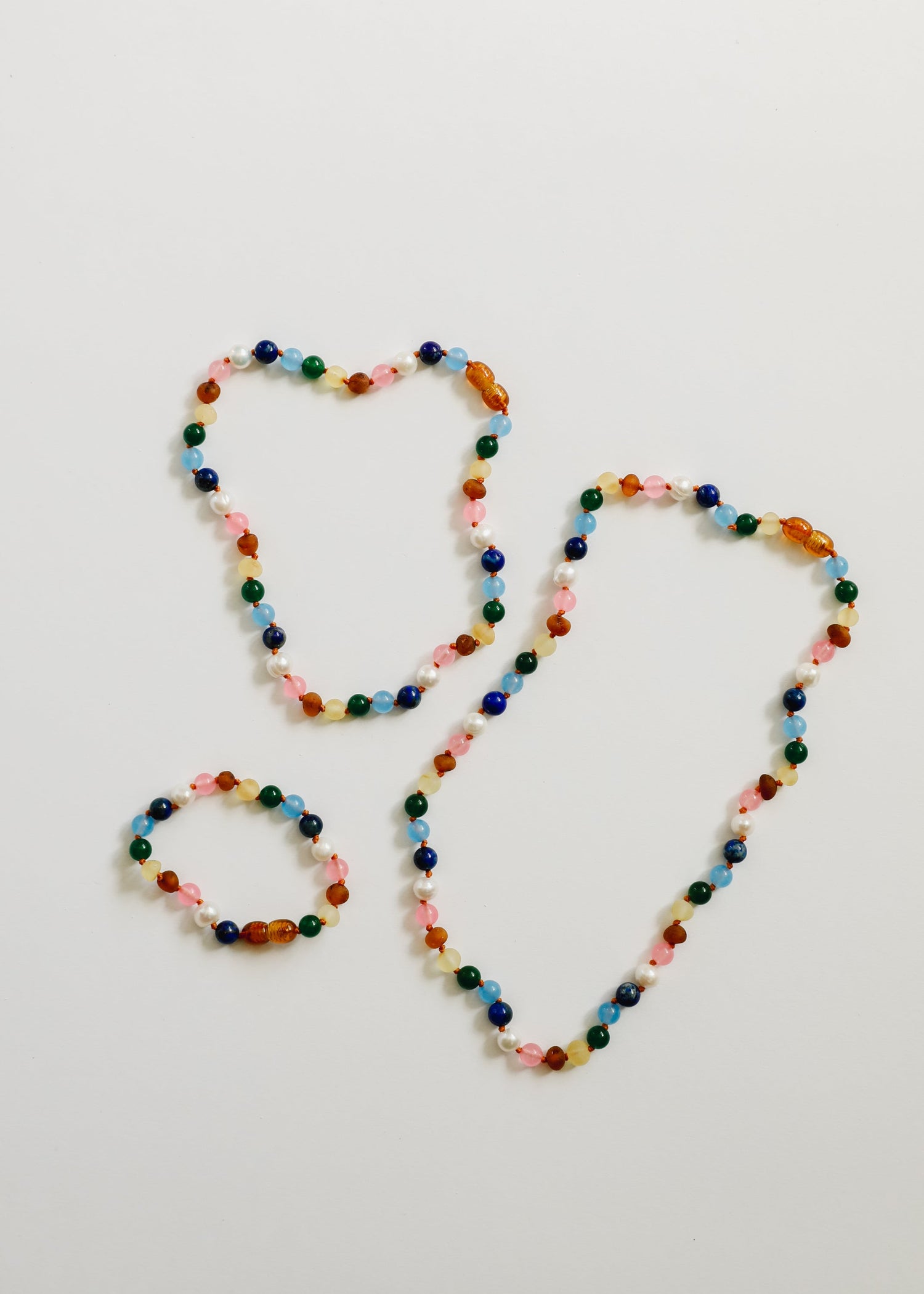 Raw Baltic Amber and Pearl Necklace + Sweet Pink Gemstones by CanyonLeaf