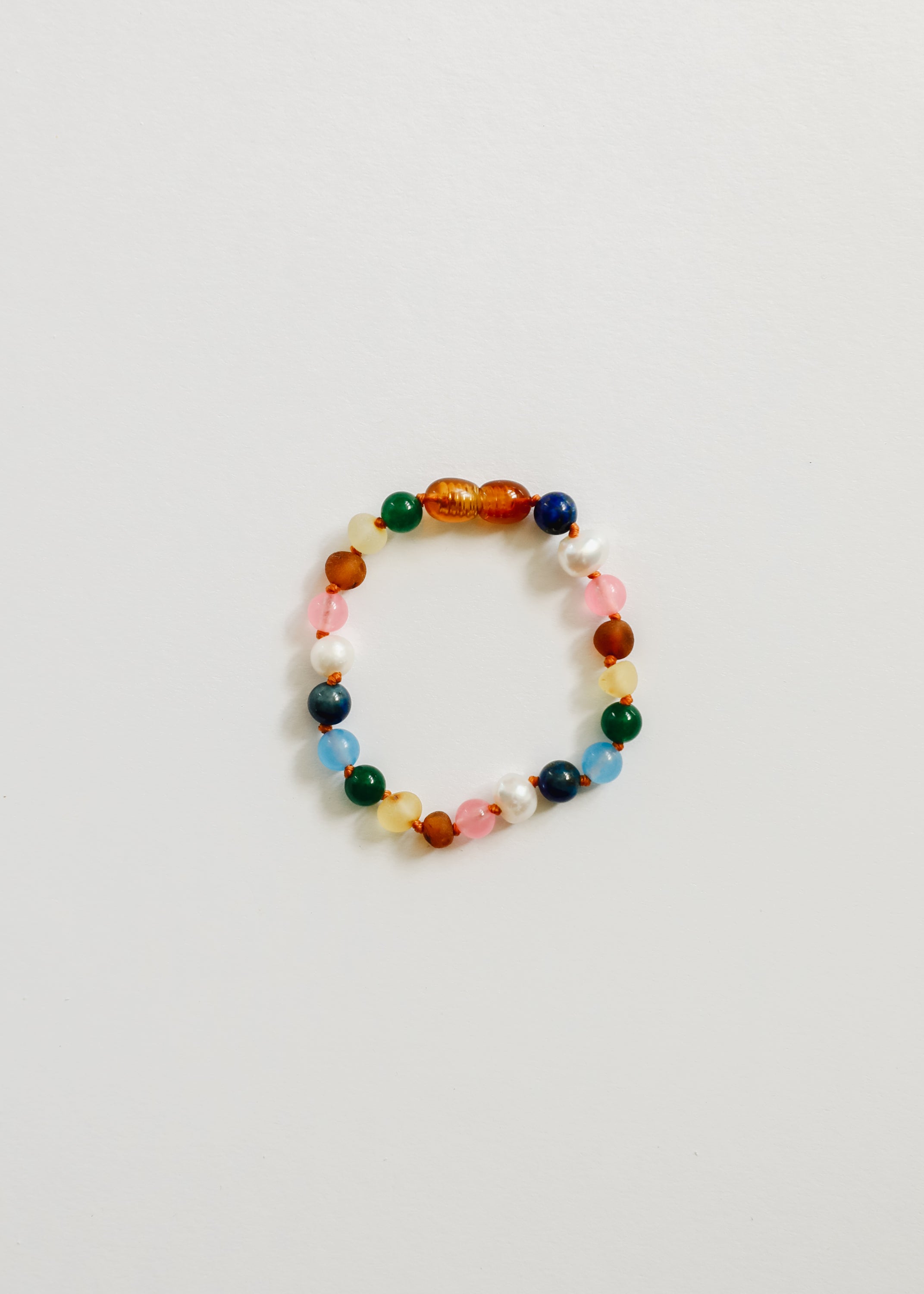 Raw Baltic Amber and Pearl Bracelet + Sweet Pink Gemstones by CanyonLeaf