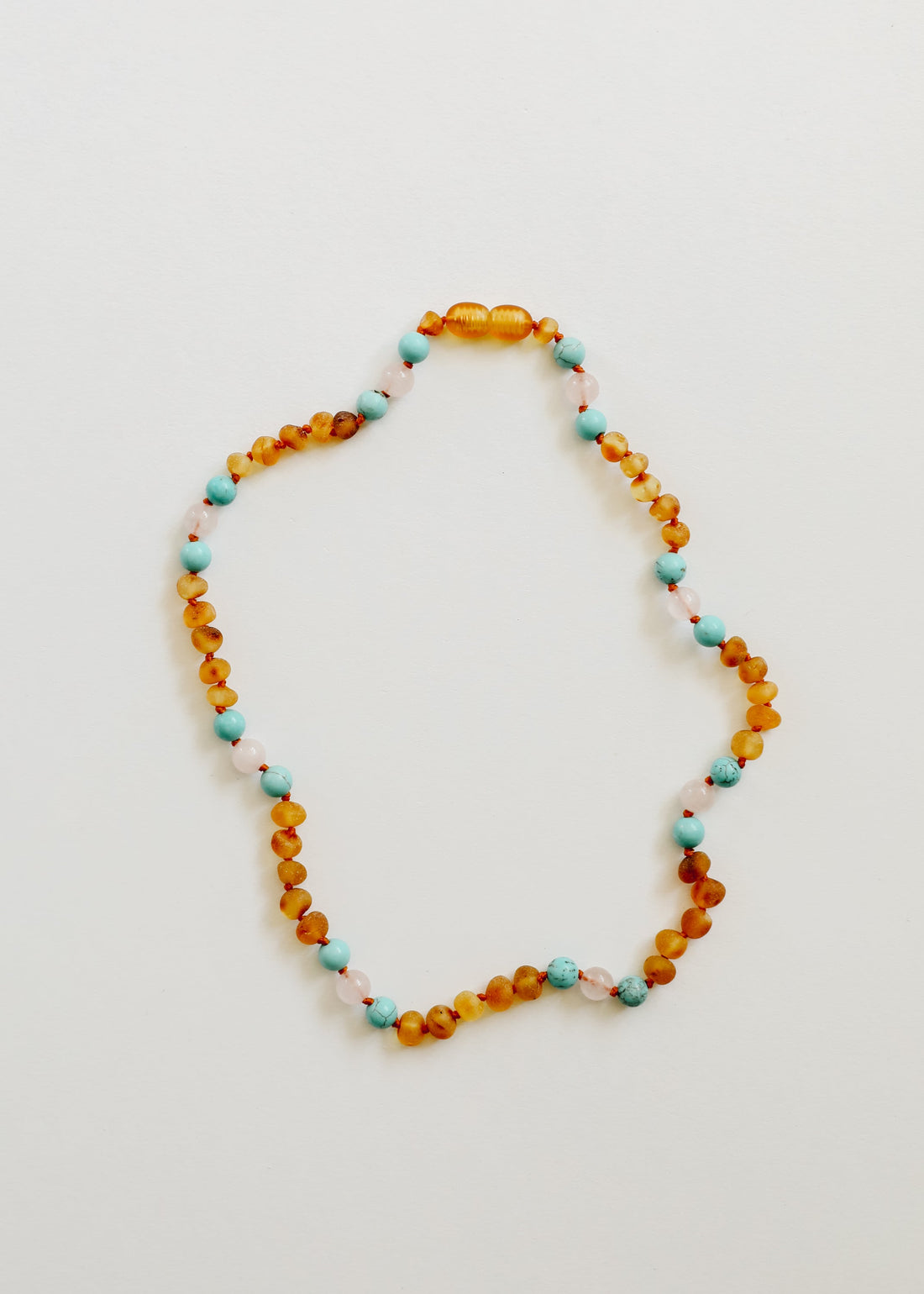 Raw Honey Baltic Amber and Natural Turquoise + Rose Quartz || Necklace by CanyonLeaf