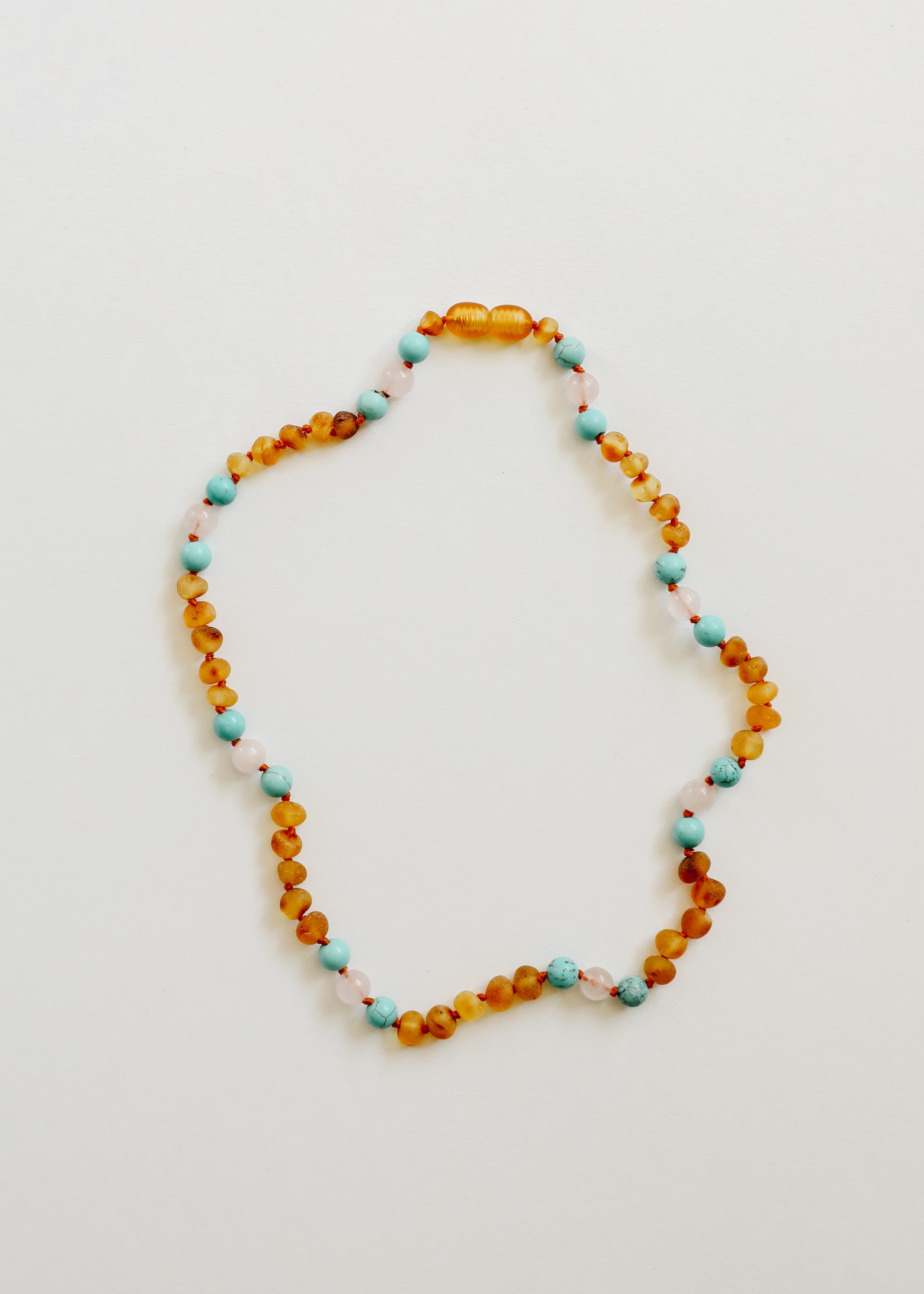 Raw Honey Baltic Amber and Natural Turquoise + Rose Quartz || Necklace by CanyonLeaf