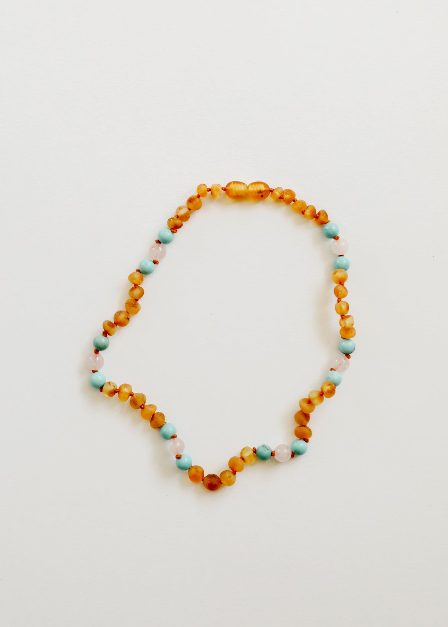 Raw Honey Baltic Amber and Natural Turquoise + Rose Quartz || Necklace by CanyonLeaf