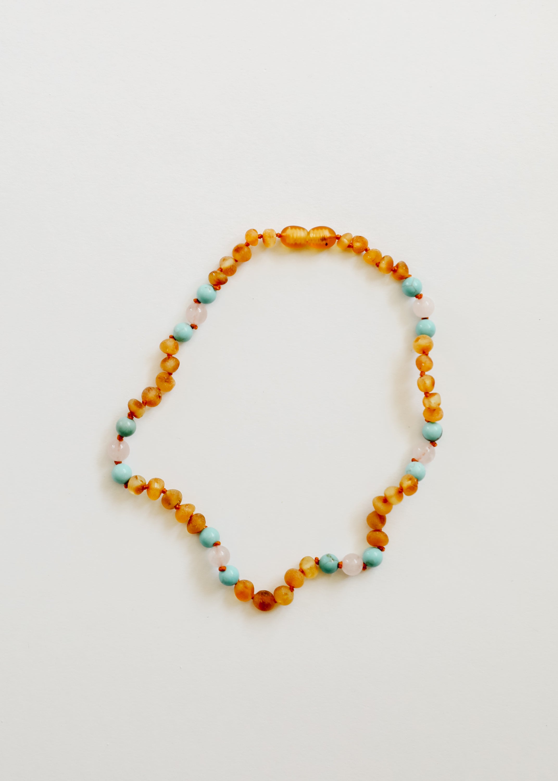 Raw Honey Baltic Amber and Natural Turquoise + Rose Quartz || Necklace by CanyonLeaf