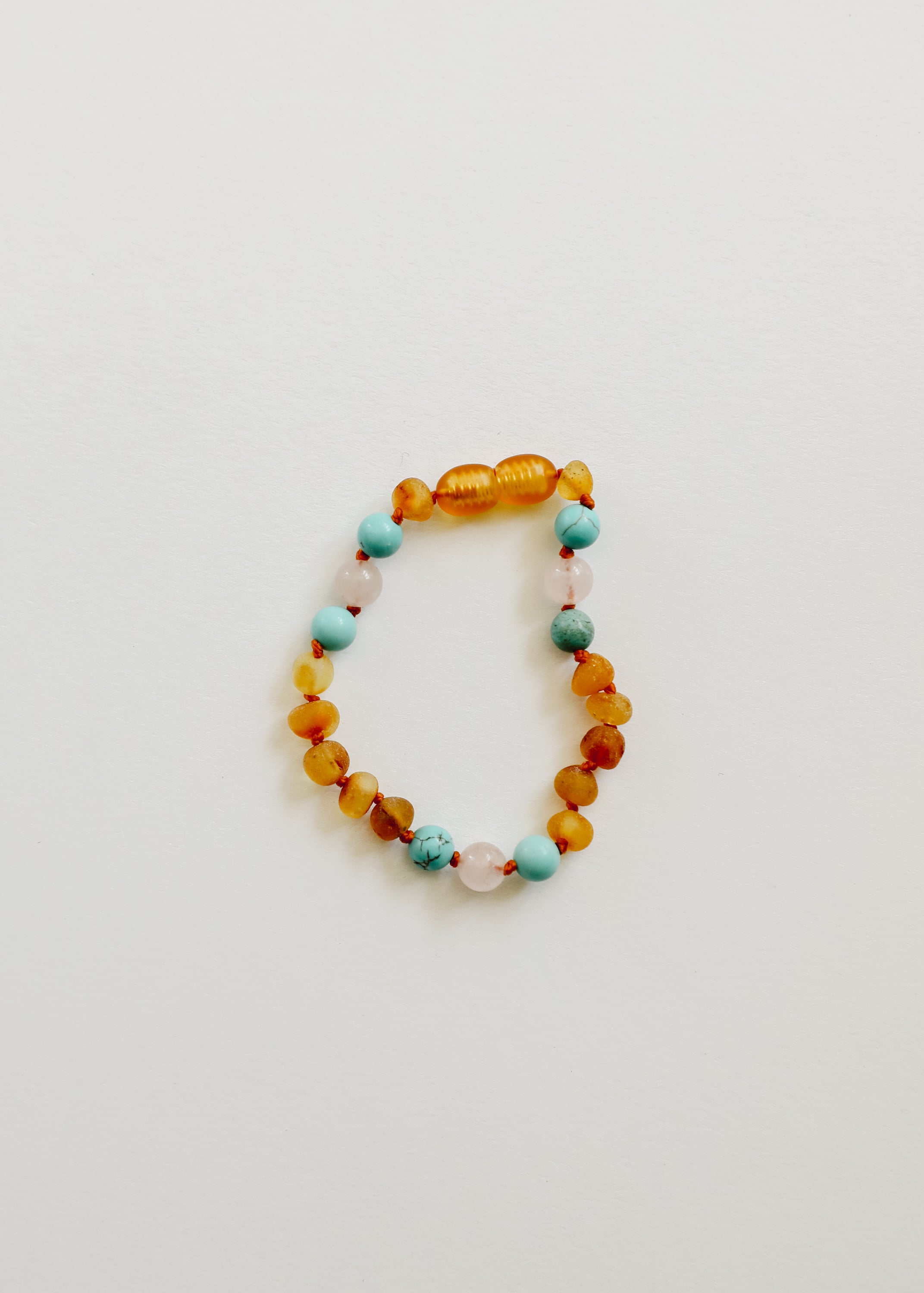 Raw Honey Baltic Amber and Natural Turquoise + Rose Quartz || Anklet or Bracelet by CanyonLeaf