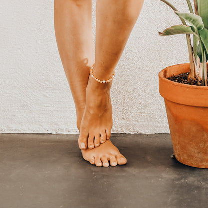 Raw Honey Baltic Amber + Pearl Halo || Anklet or Bracelet by CanyonLeaf