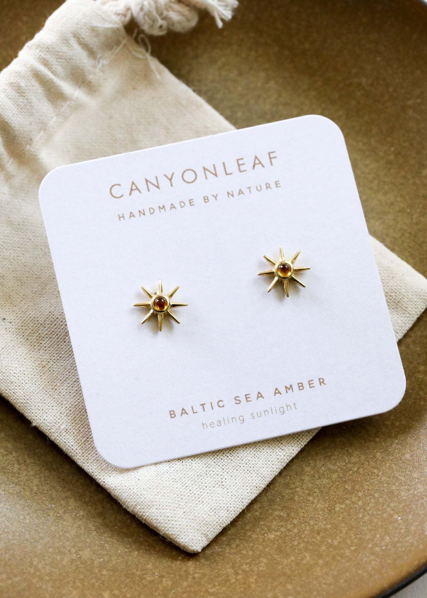 18K Gold Vermeil + Baltic Sea Amber || Sunshine Earrings by CanyonLeaf