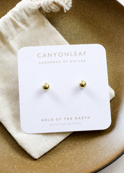 18K Gold Vermeil Ball Earrings || 6mm || Everyday + Simple Stud by CanyonLeaf