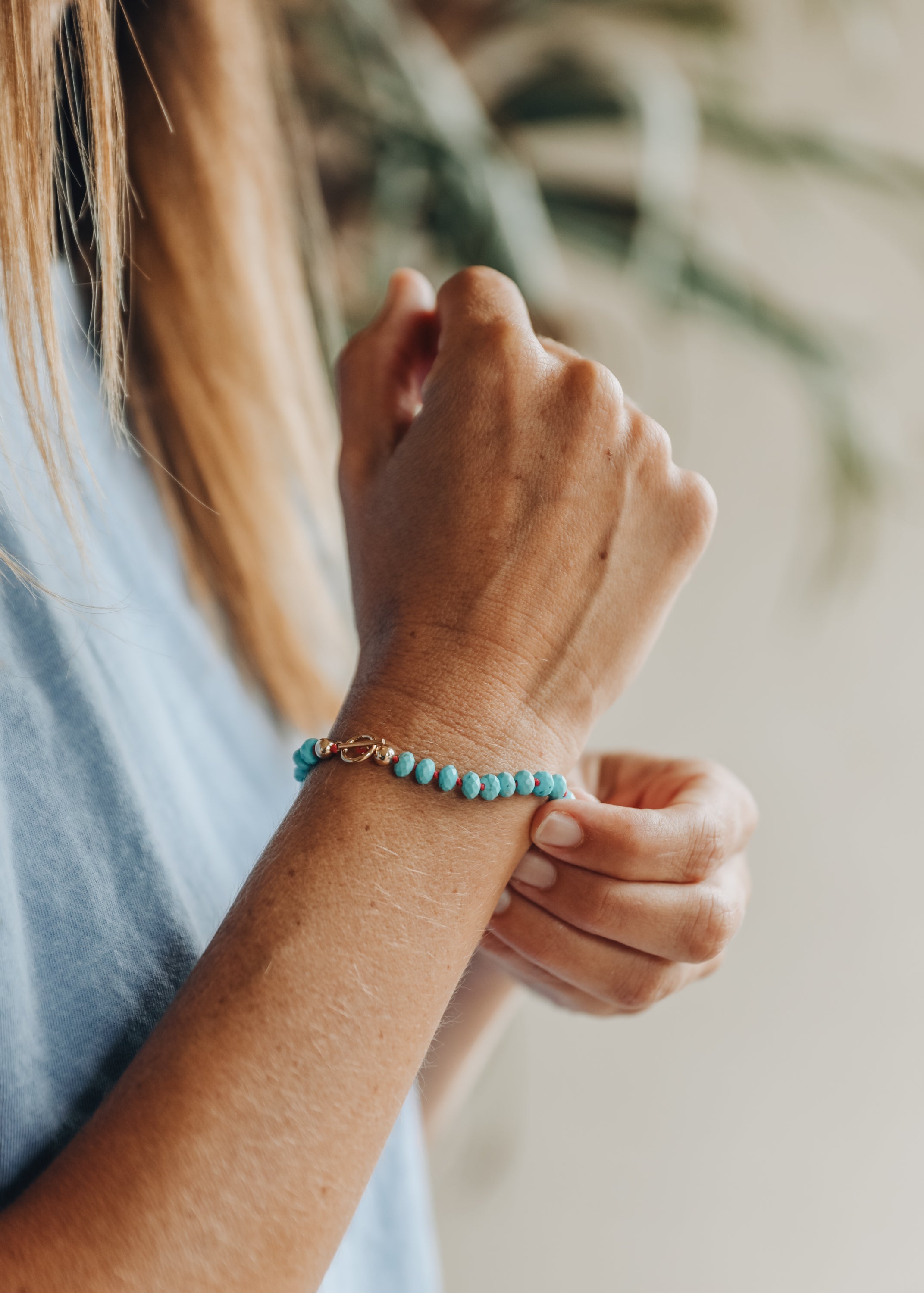 Turquoise + 14k Gold Filled Toggle || Gemstone Bracelet or Anklet by CanyonLeaf