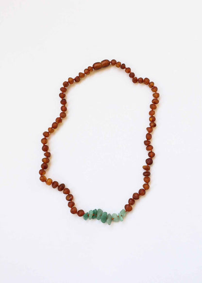 Raw Cognac Baltic Amber + Raw Aventurine || Necklace by CanyonLeaf
