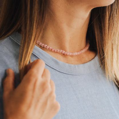Natural Rose Quartz + 14k Gold Filled Toggle || Gemstone Necklace by CanyonLeaf