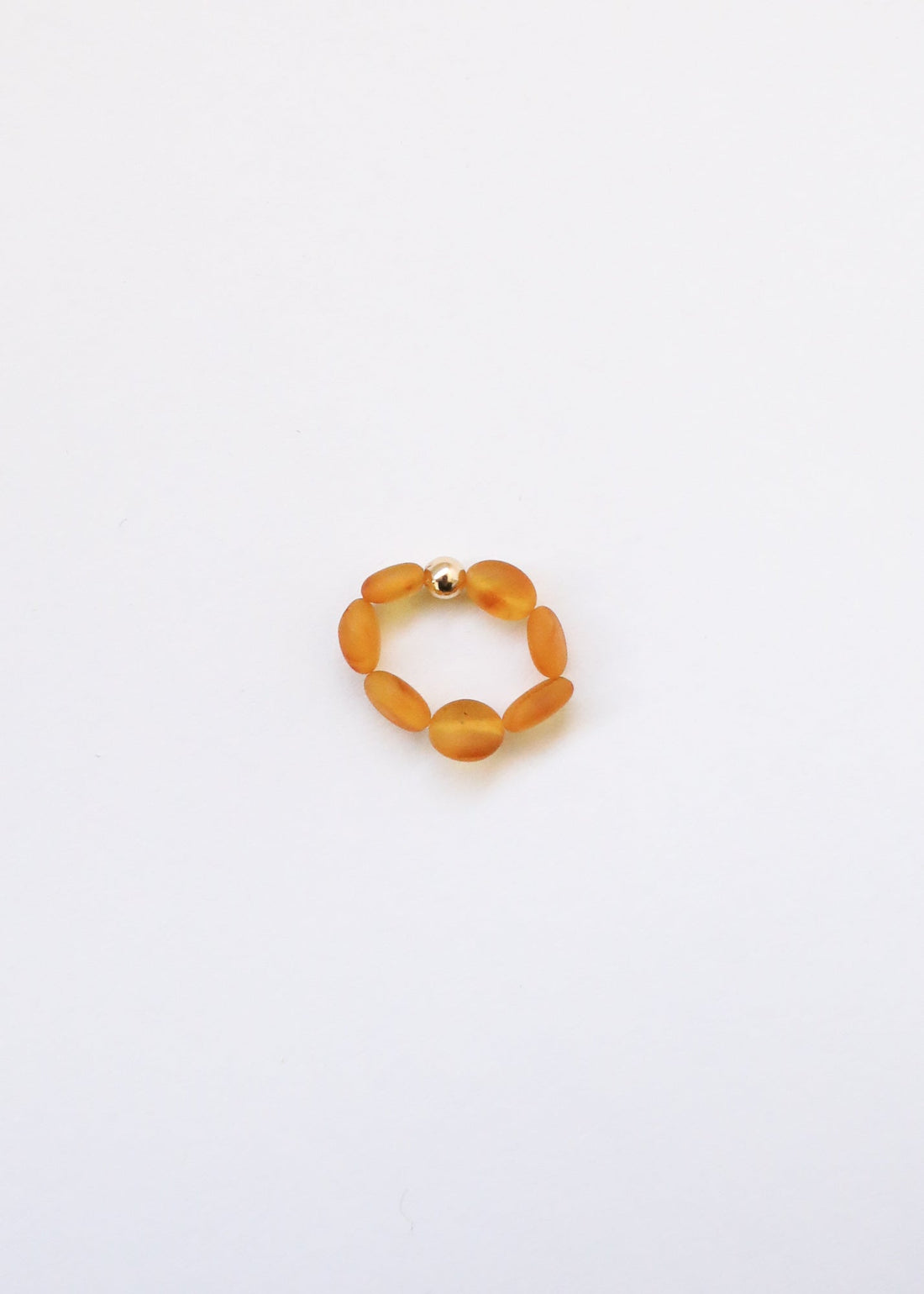 Raw Honey Baltic Amber + 14K Gold Filled || Beaded Stretch Ring by CanyonLeaf