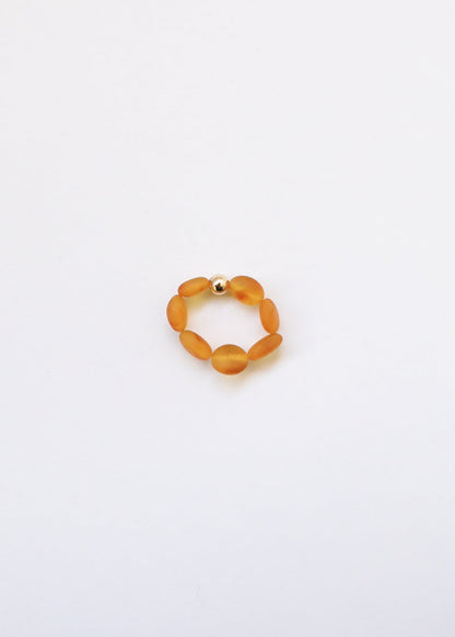 Raw Honey Baltic Amber + 14K Gold Filled || Beaded Stretch Ring by CanyonLeaf