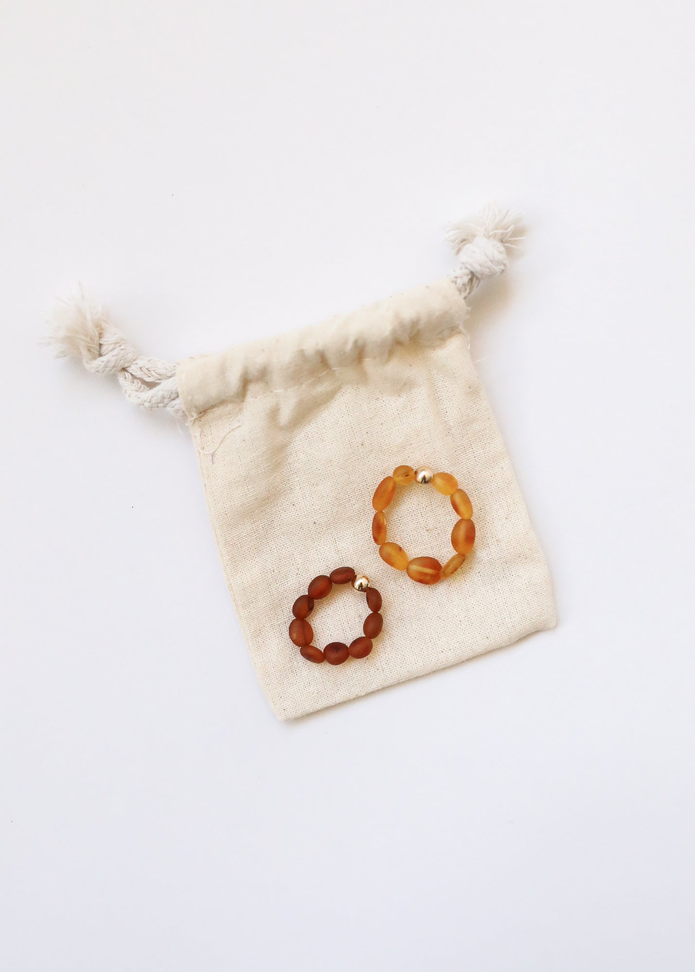 Raw Honey Baltic Amber + 14K Gold Filled || Beaded Stretch Ring by CanyonLeaf