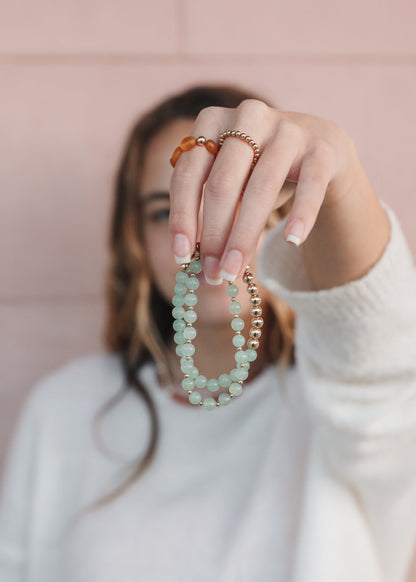 Aventurine Gemstone + 14K Gold Filled || Beaded Stretch Bracelets by CanyonLeaf