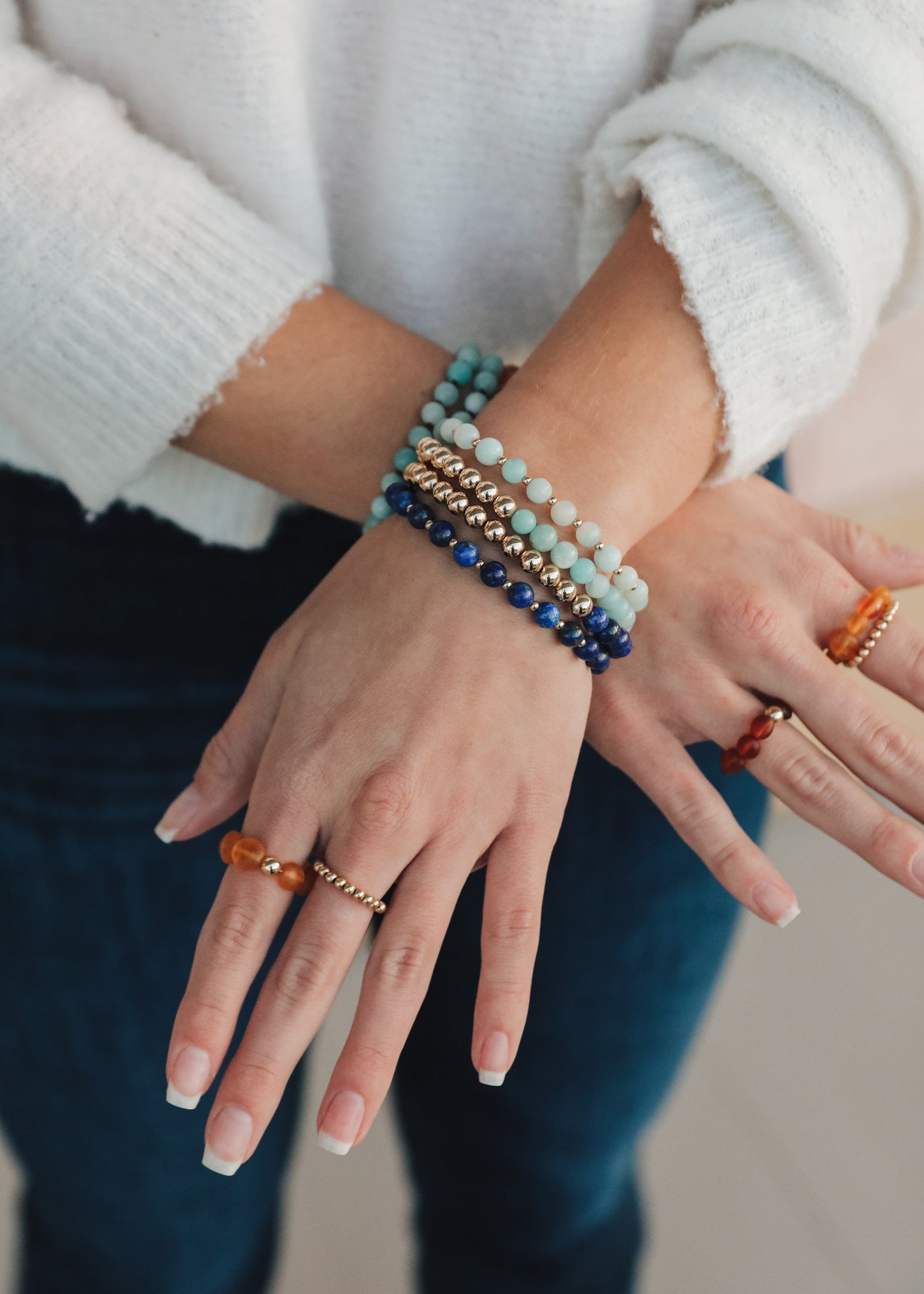Aventurine Gemstone + 14K Gold Filled || Beaded Stretch Bracelets by CanyonLeaf