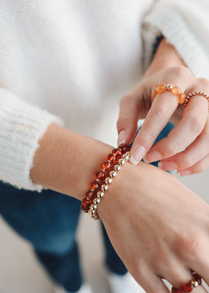 Baltic Sea Amber : 14k Gold Filled Beaded Sun + Moon || Adult Bracelets by CanyonLeaf