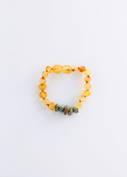 Raw Honey Baltic Amber + Raw Turquoise Jasper || Anklet or Bracelet by CanyonLeaf