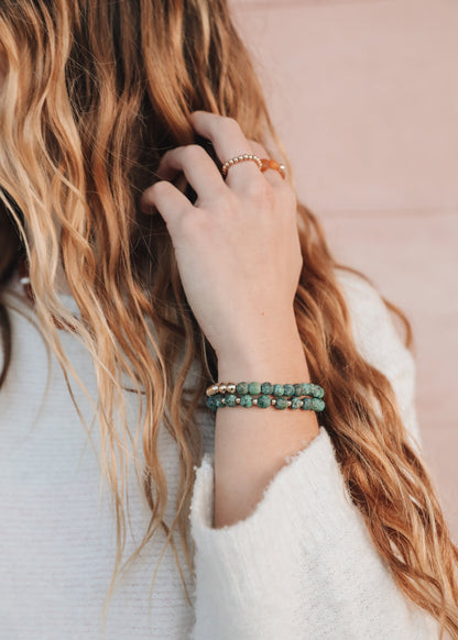 Turquoise Jasper :14k Gold Filled Sun + Moon || Adult Bracelets by CanyonLeaf