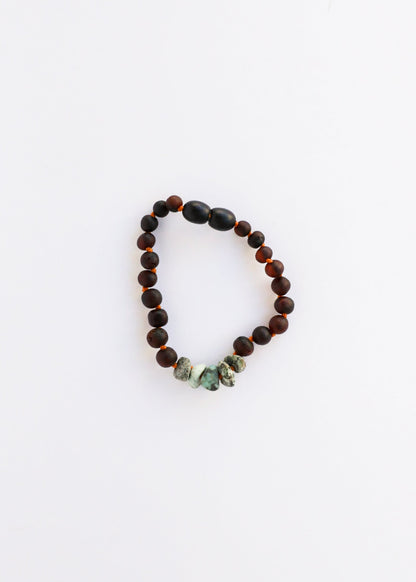 Raw Black Baltic Amber + Raw Turquoise Jasper || Anklet or Bracelet by CanyonLeaf