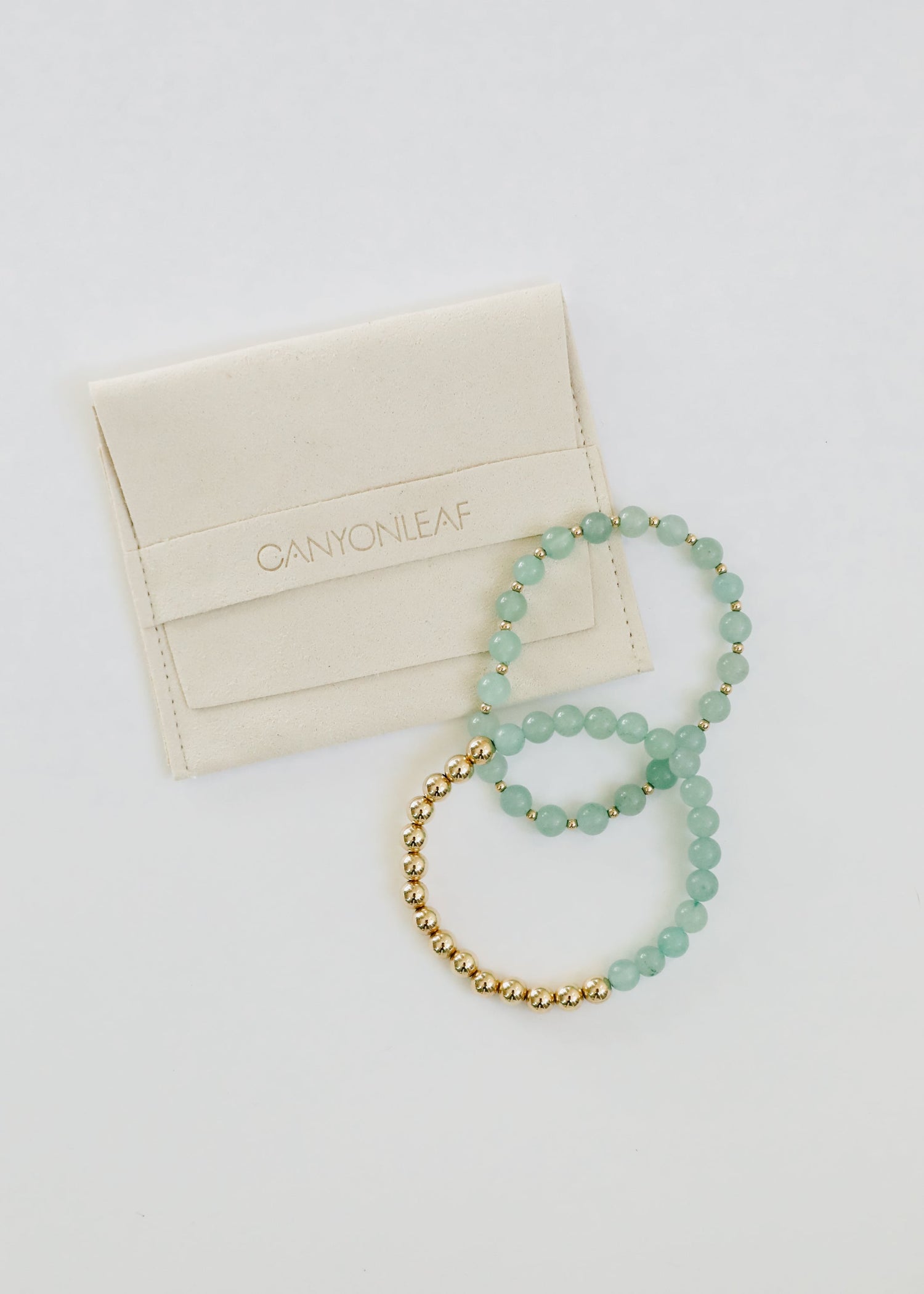 Aventurine Gemstone + 14K Gold Filled || Beaded Stretch Bracelets by CanyonLeaf