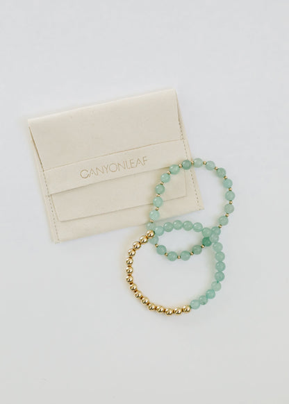 Aventurine Gemstone + 14K Gold Filled || Beaded Stretch Bracelets by CanyonLeaf