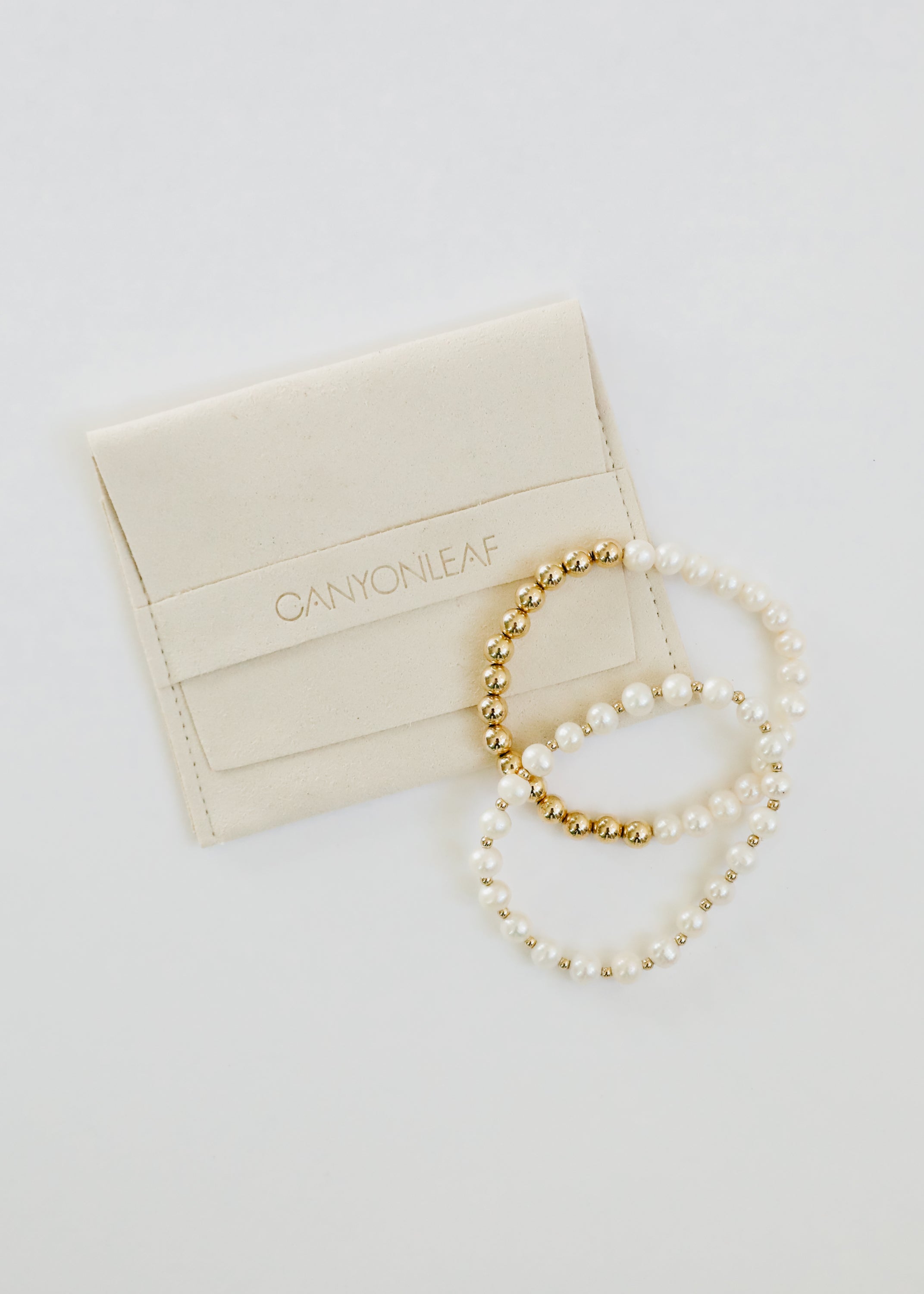 Pearl : 14k Gold Filled Sun + Moon || Stretch Bracelets by CanyonLeaf