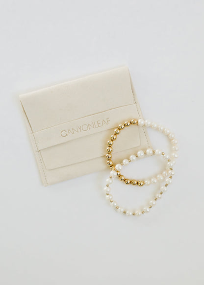 Pearl : 14k Gold Filled Sun + Moon || Stretch Bracelets by CanyonLeaf
