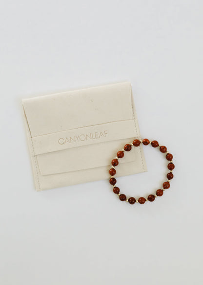 Red Jasper : 14k Gold Filled Sun + Moon || Stretch Bracelets by CanyonLeaf