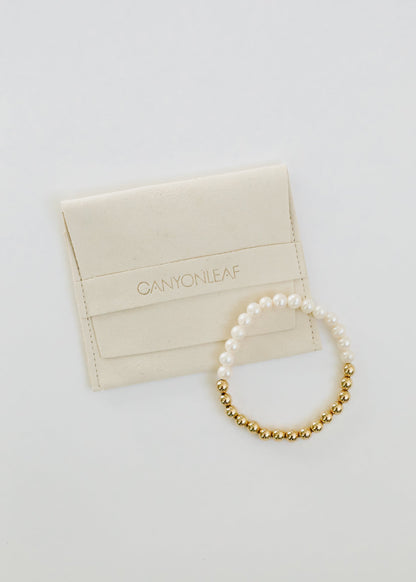 Pearl : 14k Gold Filled Sun + Moon || Stretch Bracelets by CanyonLeaf