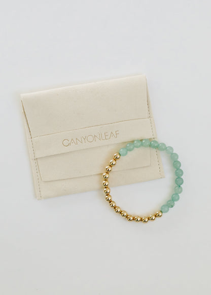 Aventurine Gemstone + 14K Gold Filled || Beaded Stretch Bracelets by CanyonLeaf