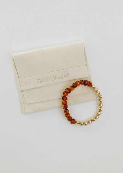 Baltic Sea Amber : 14k Gold Filled Beaded Sun + Moon || Adult Bracelets by CanyonLeaf