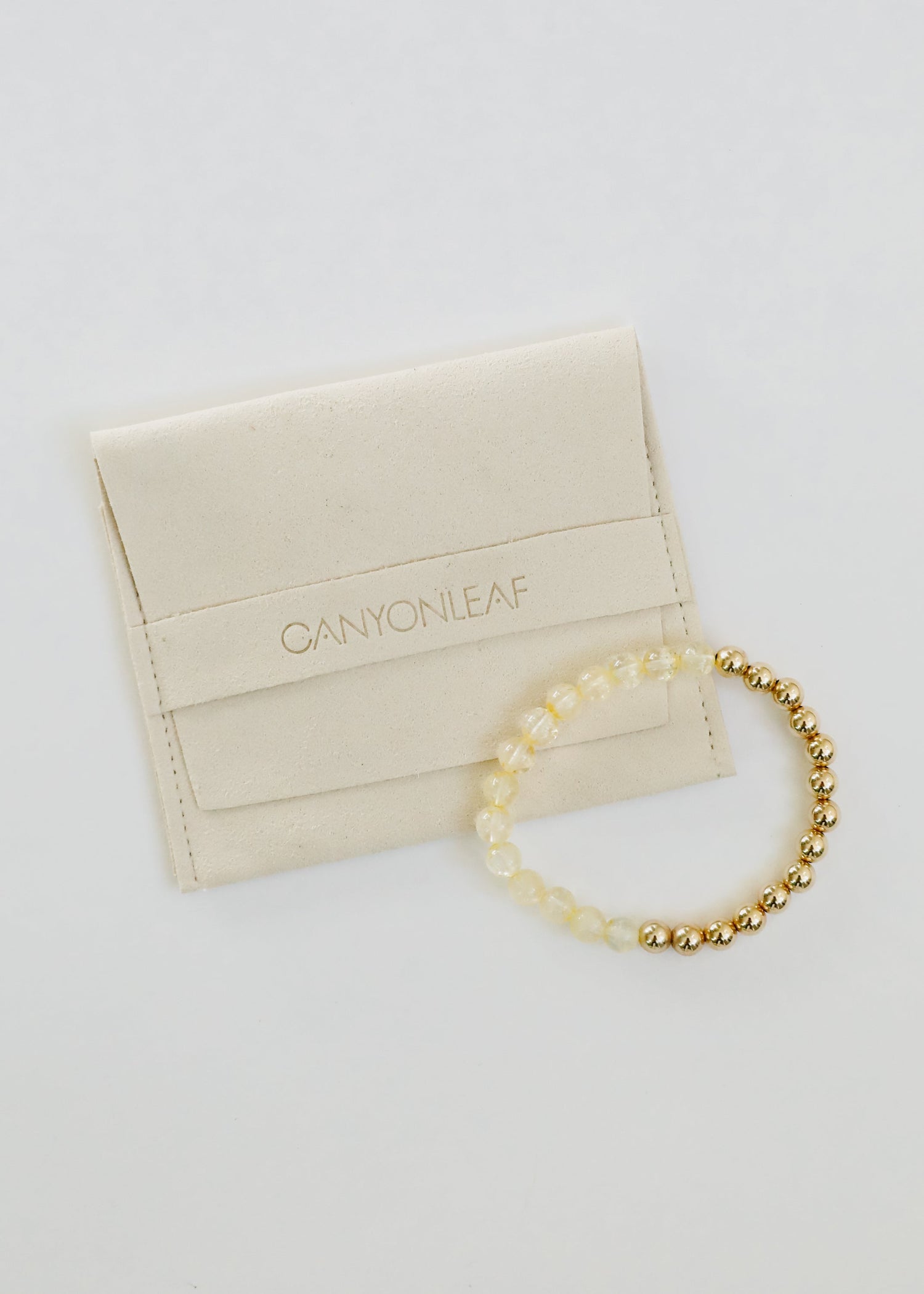Citrine Gemstone + 14K Gold Filled Beaded Stretch Bracelet by CanyonLeaf