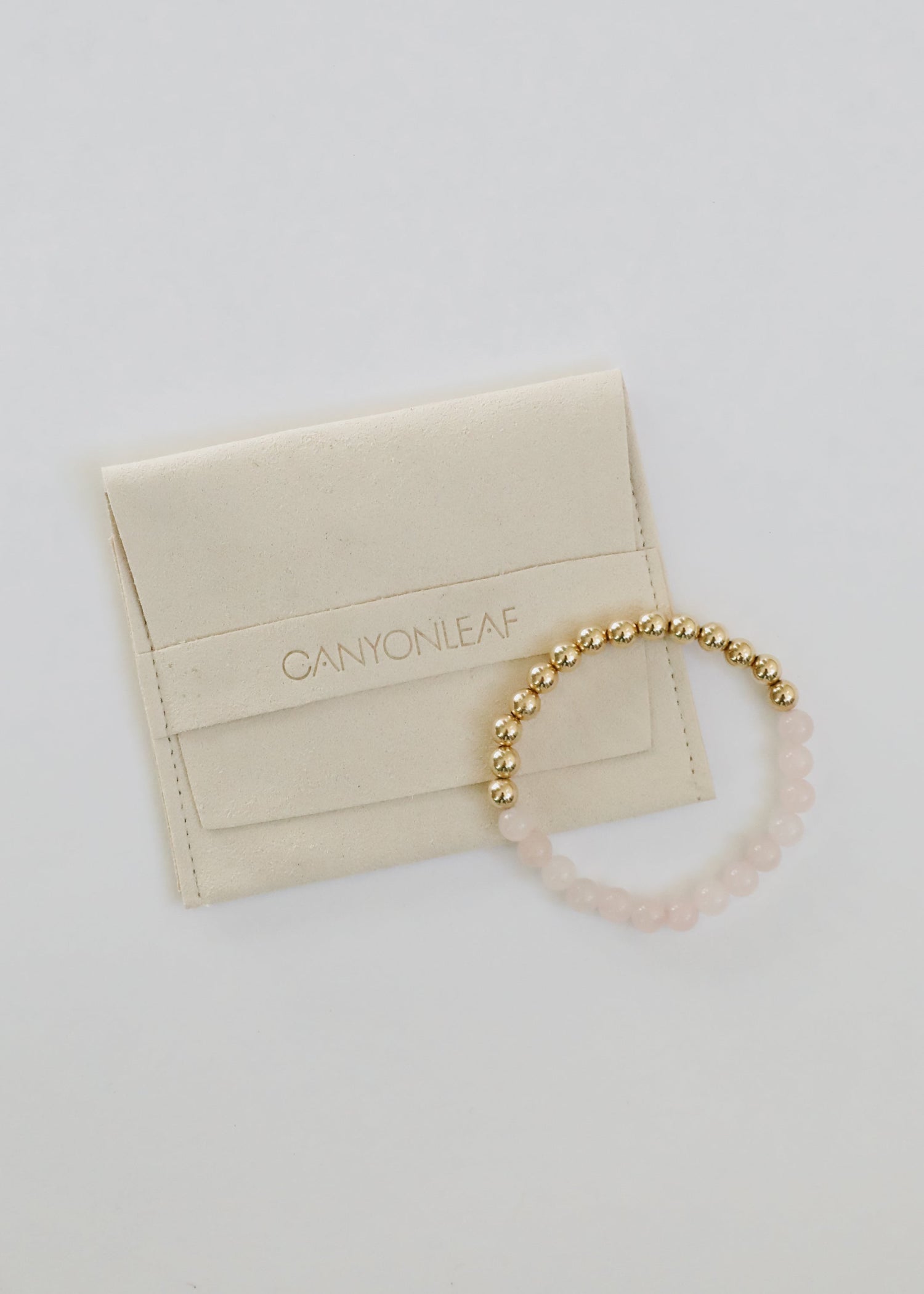 Rose Quartz : 14k Gold Filled Sun + Moon || Stretch Bracelets by CanyonLeaf
