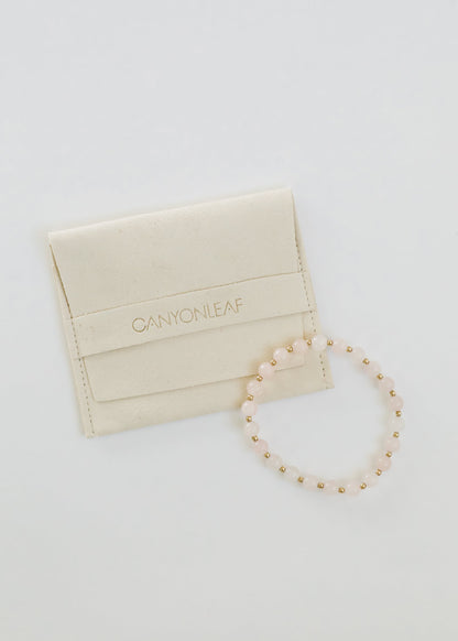 Rose Quartz : 14k Gold Filled Sun + Moon || Stretch Bracelets by CanyonLeaf