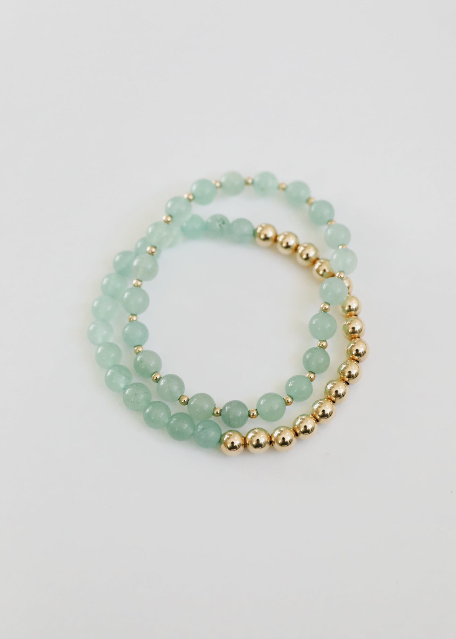 Aventurine Gemstone + 14K Gold Filled || Beaded Stretch Bracelets by CanyonLeaf