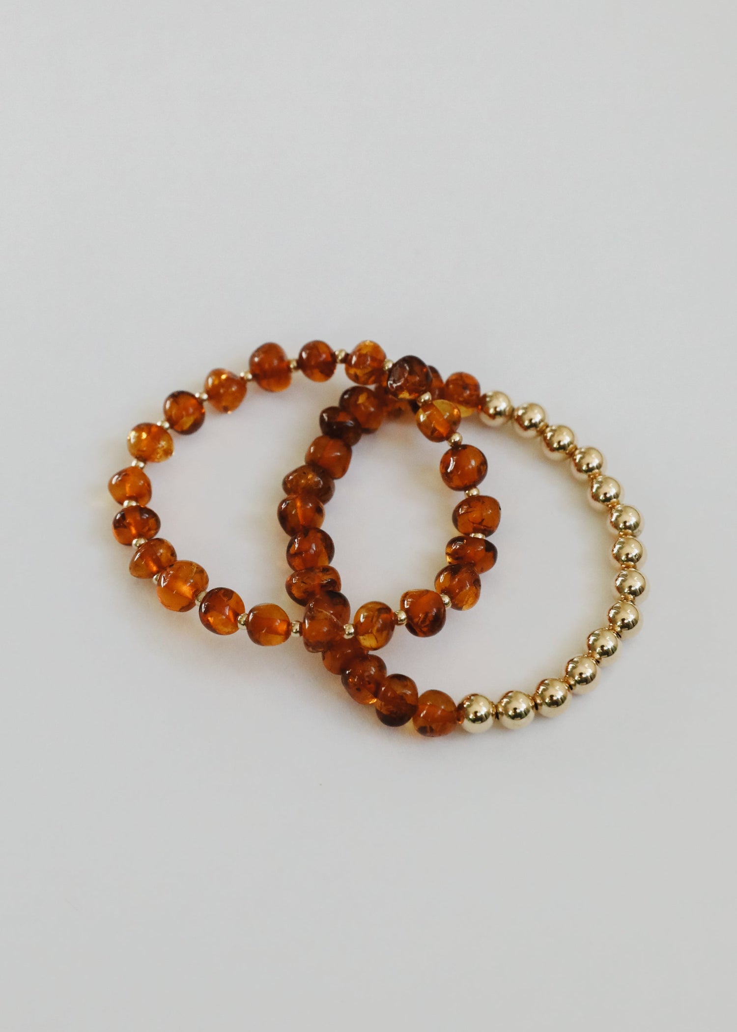 Baltic Sea Amber : 14k Gold Filled Beaded Sun + Moon || Adult Bracelets by CanyonLeaf