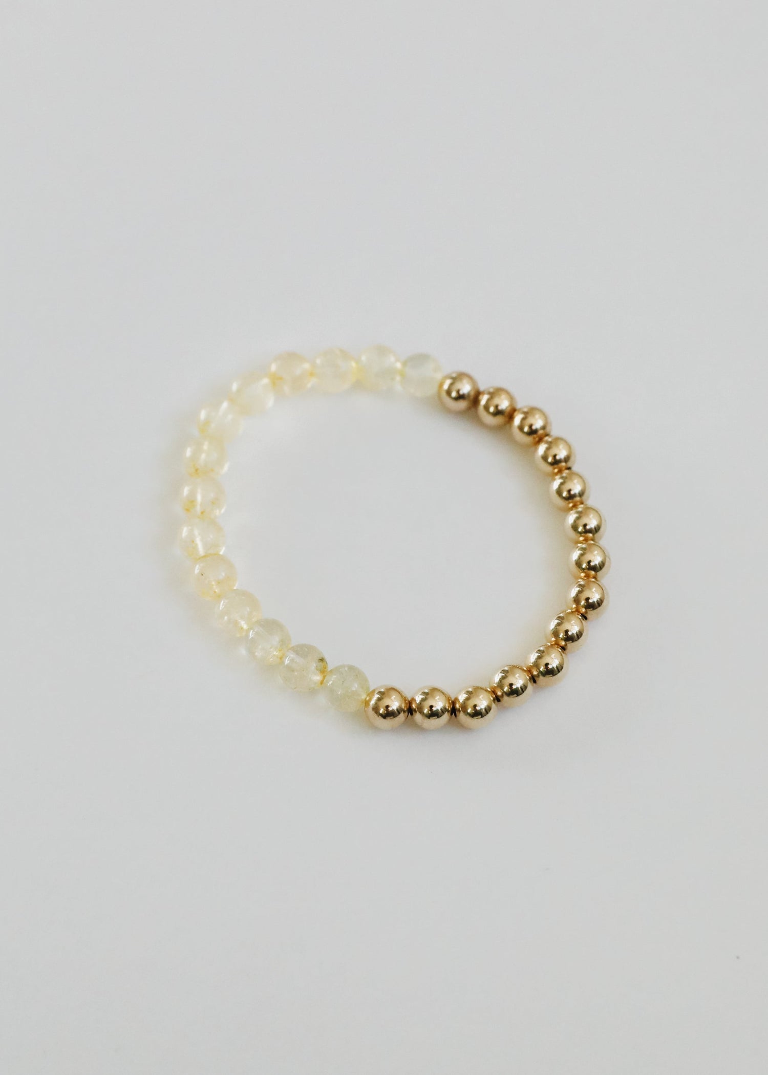 Citrine Gemstone + 14K Gold Filled Beaded Stretch Bracelet by CanyonLeaf