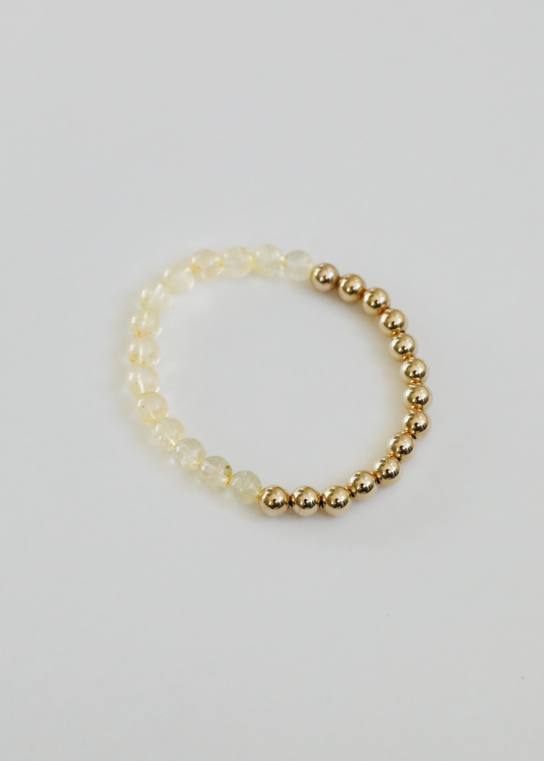 Citrine Gemstone + 14K Gold Filled Beaded Stretch Bracelet by CanyonLeaf