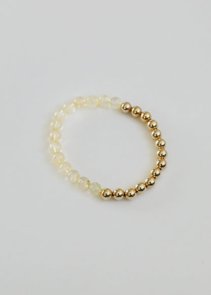 Citrine Gemstone + 14K Gold Filled Beaded Stretch Bracelet by CanyonLeaf