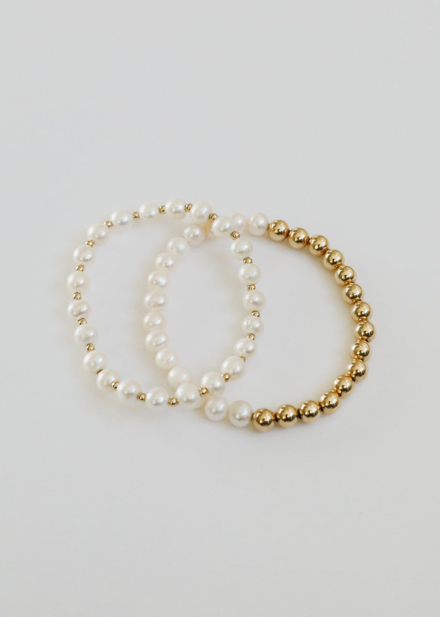 Pearl : 14k Gold Filled Sun + Moon || Stretch Bracelets by CanyonLeaf